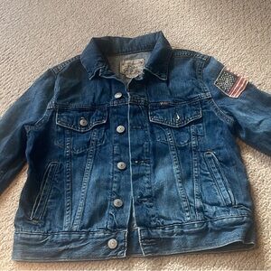 Ralph Lauren Blue Denim Kids Jacket with Flag Detail